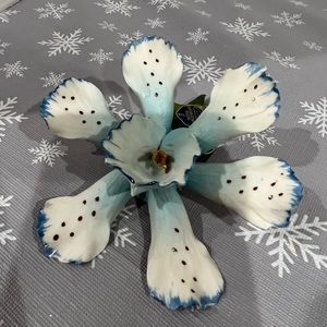 Vintage Nuova Capodimonte Italian Ceramic Blue and White Orchid